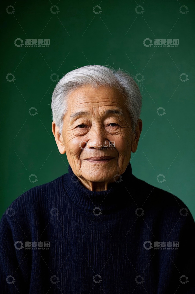 高清大图下载【趣麦麦图】慈祥老人深邃眼神凝视镜头