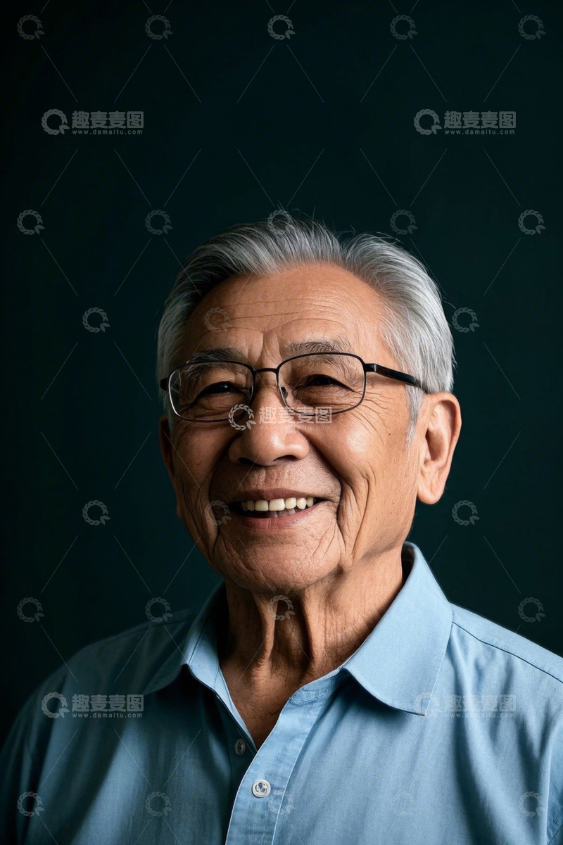 高清大图下载【趣麦麦图】一位慈祥和蔼的老年男子肖像