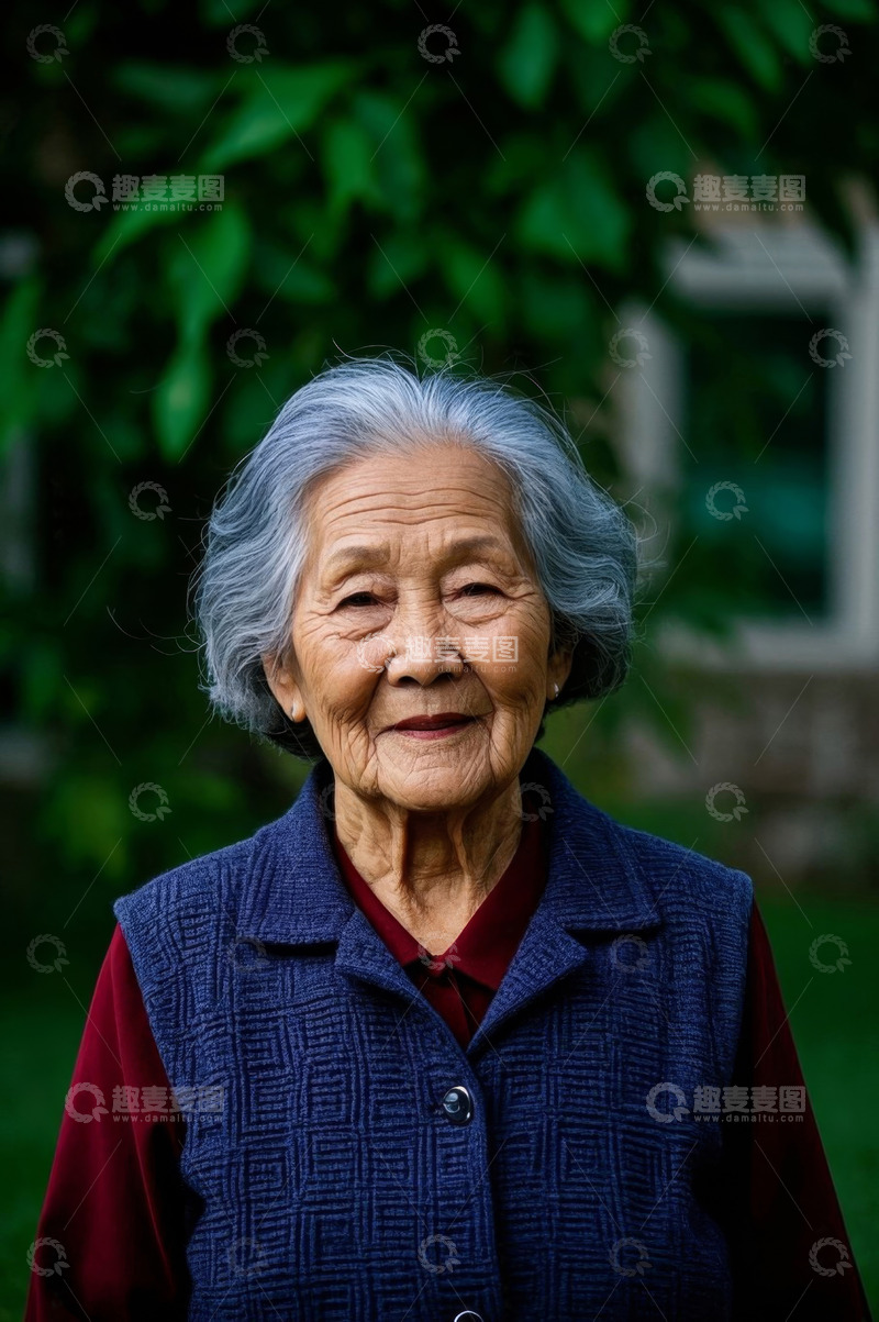 高清大图下载【趣麦麦图】一位慈祥和蔼的老年女性肖像