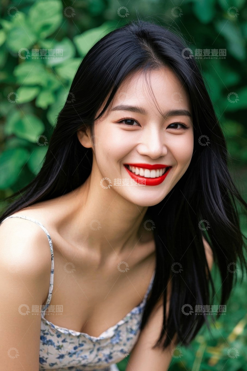 高清大图下载【趣麦麦图】笑容甜美的年轻女孩户外写真