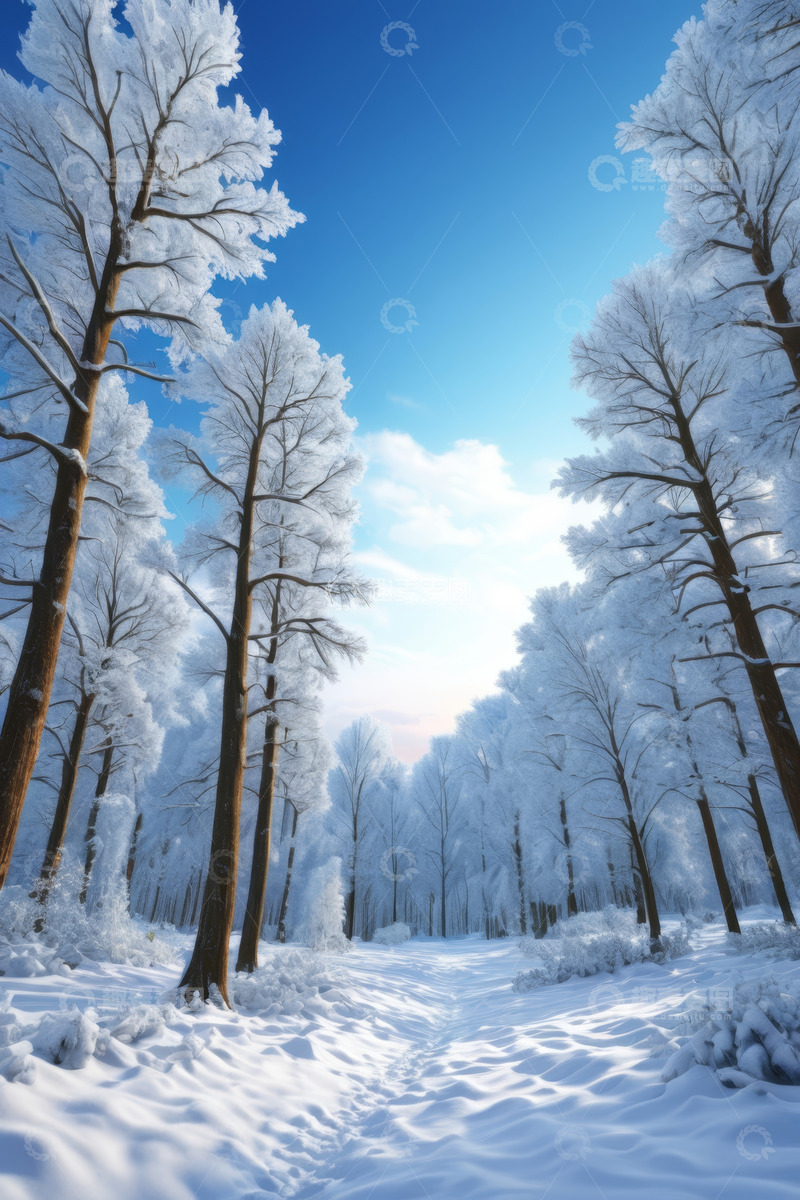 高清大图下载【趣麦麦图】冬日雪景森林全景