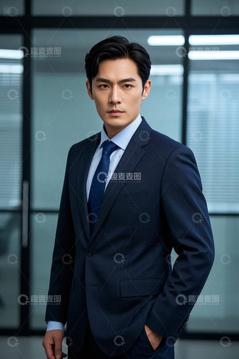 高清大图下载【趣麦麦图】西装革履男士商务照写意风格