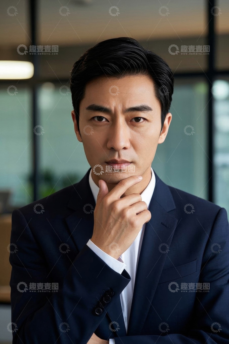 高清大图下载【趣麦麦图】西装革履男子沉思商务照