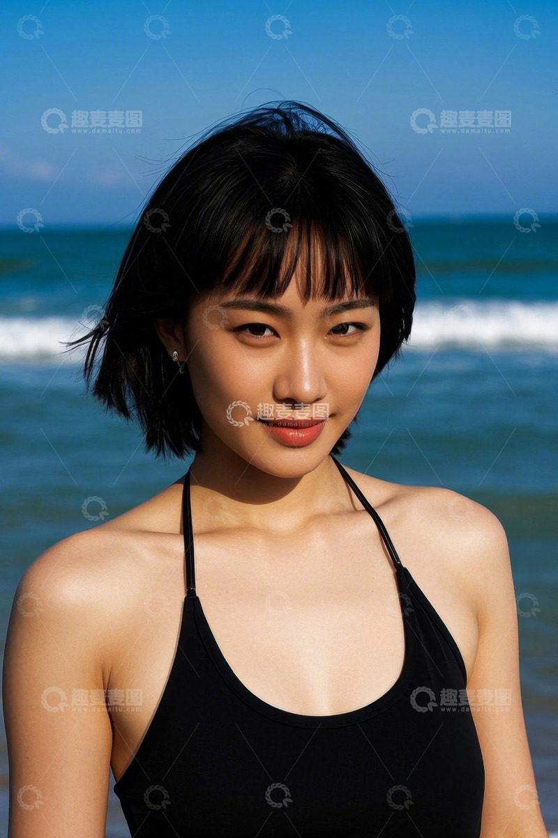 高清大图下载【趣麦麦图】海边女孩青春靓丽写真