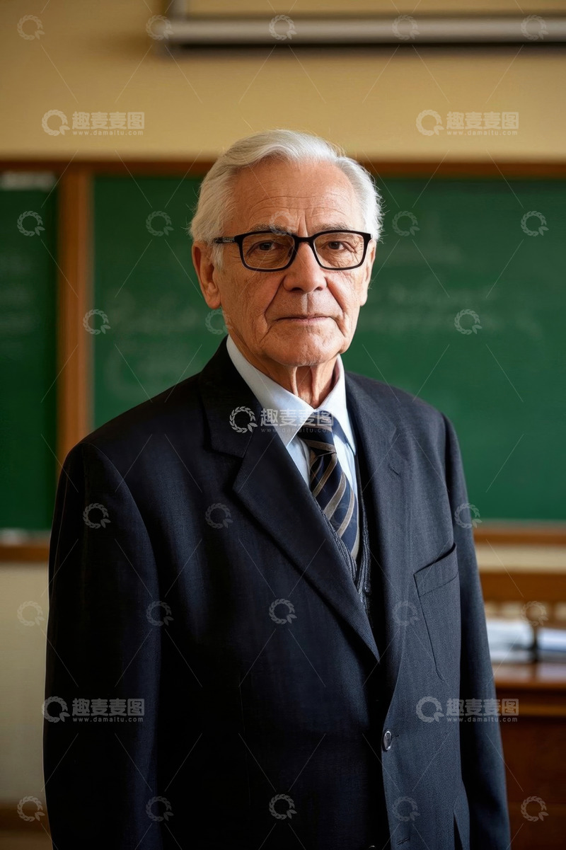 高清大图下载【趣麦麦图】一位慈祥的老年教师在课堂