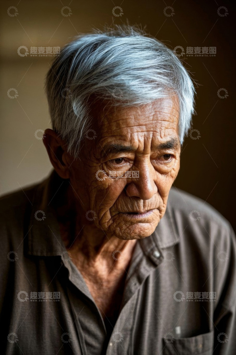 高清大图下载【趣麦麦图】一位饱经风霜的老人肖像