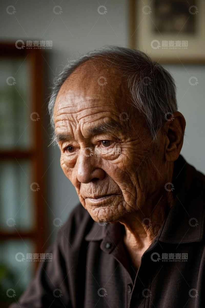 高清大图下载【趣麦麦图】一位饱经沧桑的老人肖像