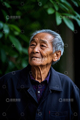 一位慈祥的老年男子户外肖像