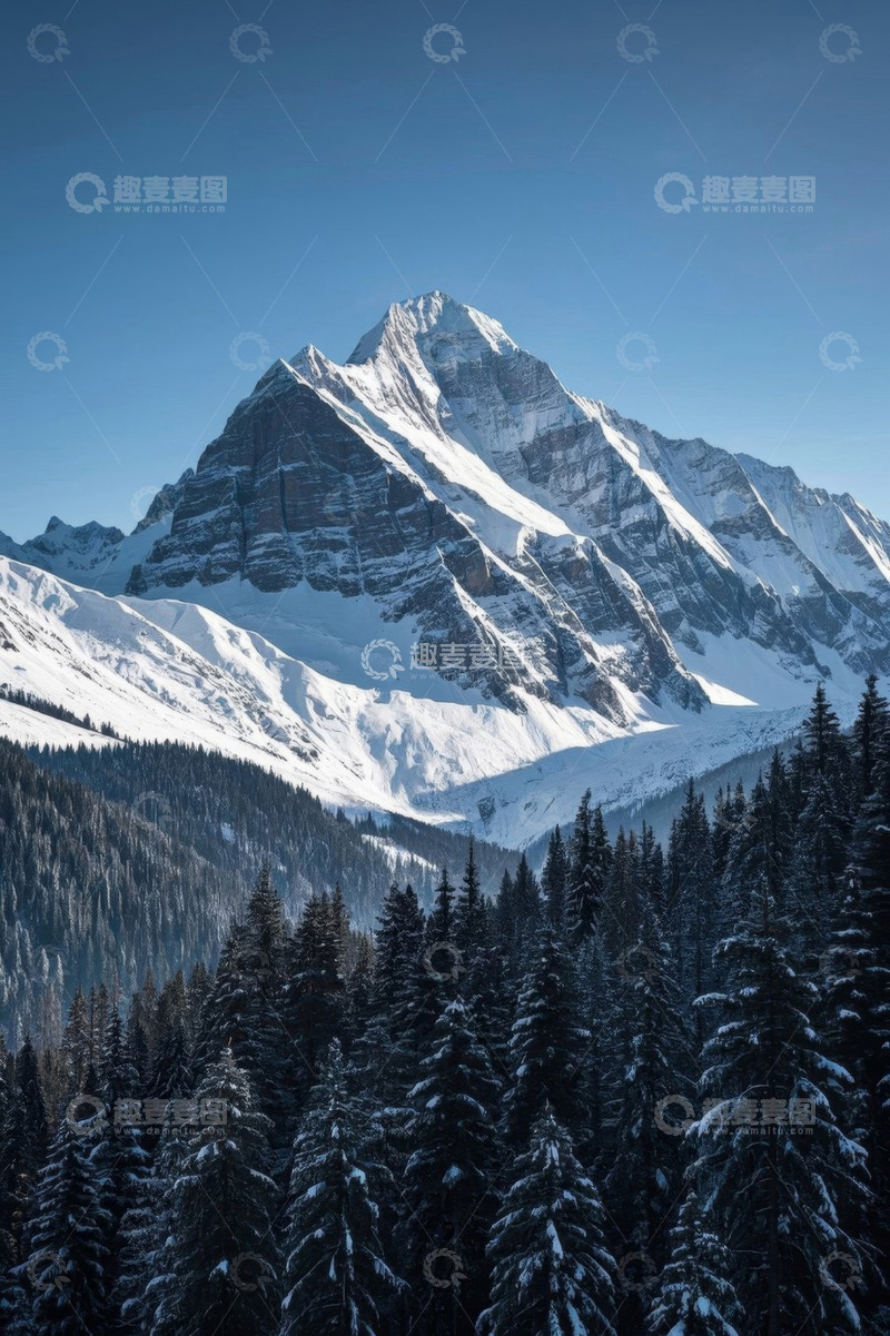 高清大图下载【趣麦麦图】雪山森林户外自然景观