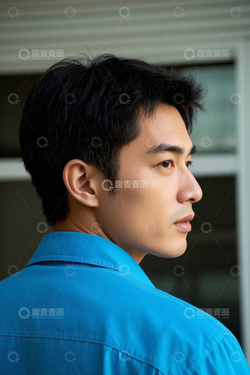高清大图下载【趣麦麦图】侧颜阳光帅气亚洲青年男子