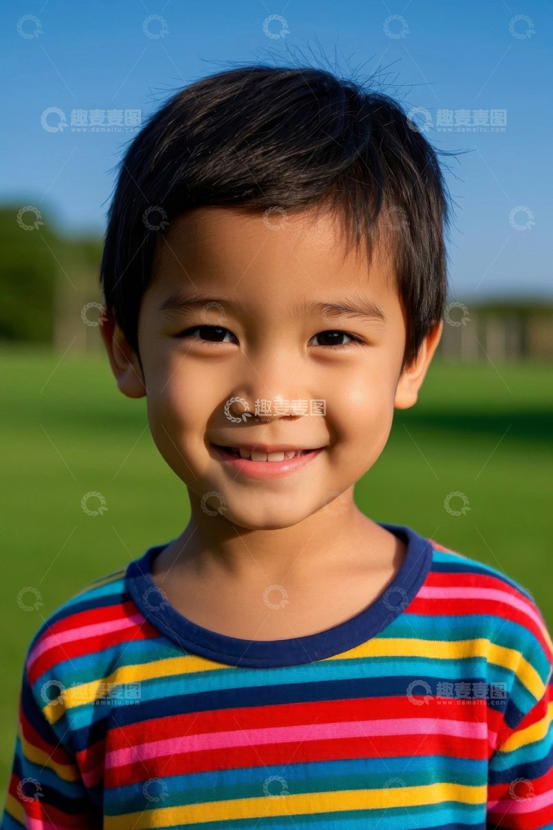 高清大图下载【趣麦麦图】快乐微笑的亚洲小男孩户外写真
