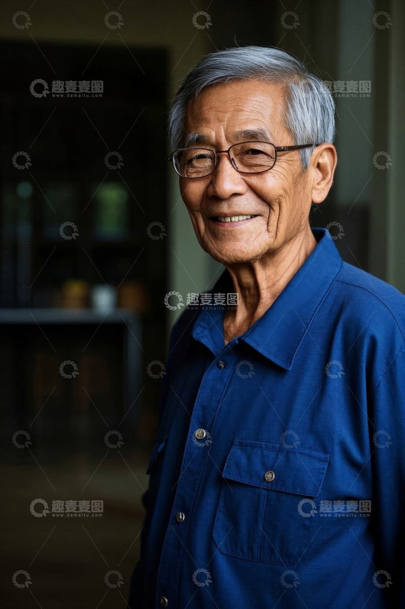 高清大图下载【趣麦麦图】慈祥和蔼的老年男子肖像