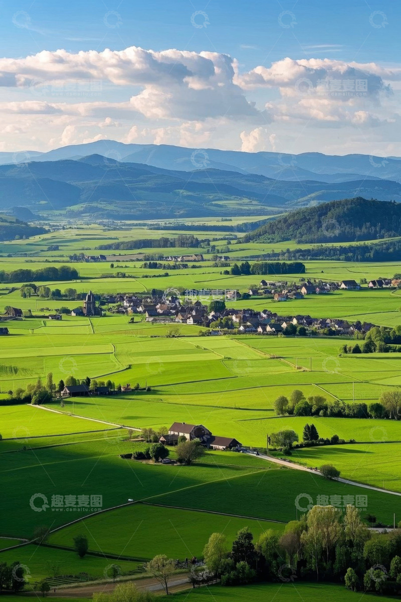 高清大图下载【趣麦麦图】田园乡村与远山自然风光