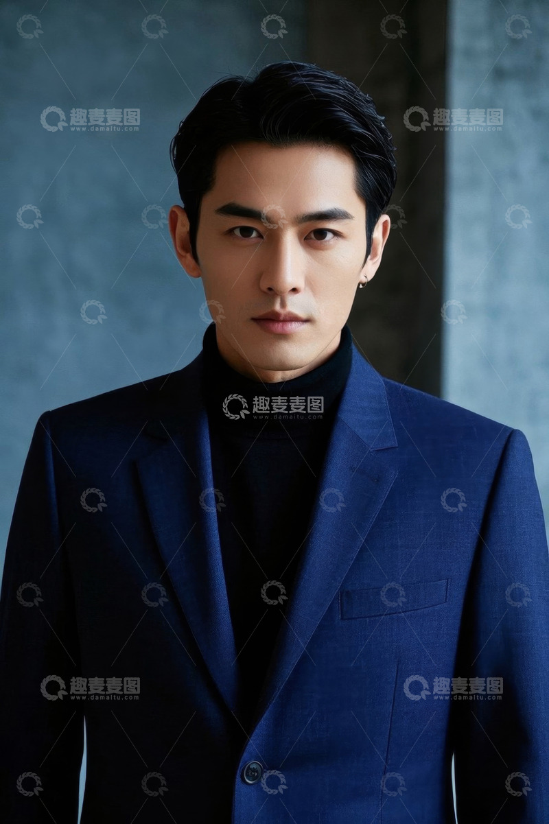 高清大图下载【趣麦麦图】时尚型男商务写真蓝色西装