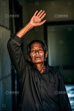 挥手致意的老年男子肖像