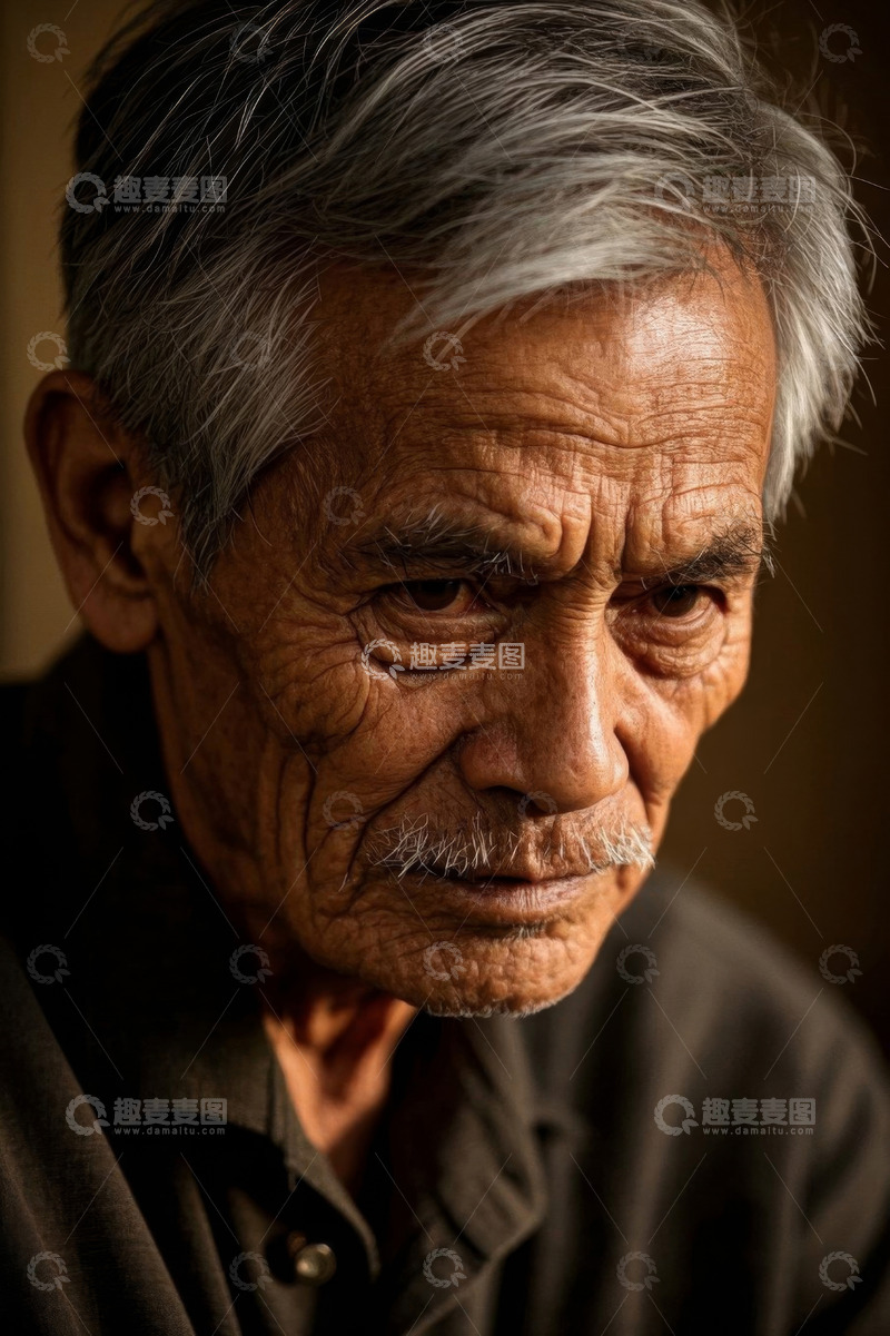 高清大图下载【趣麦麦图】一位饱经风霜的老年人的肖像