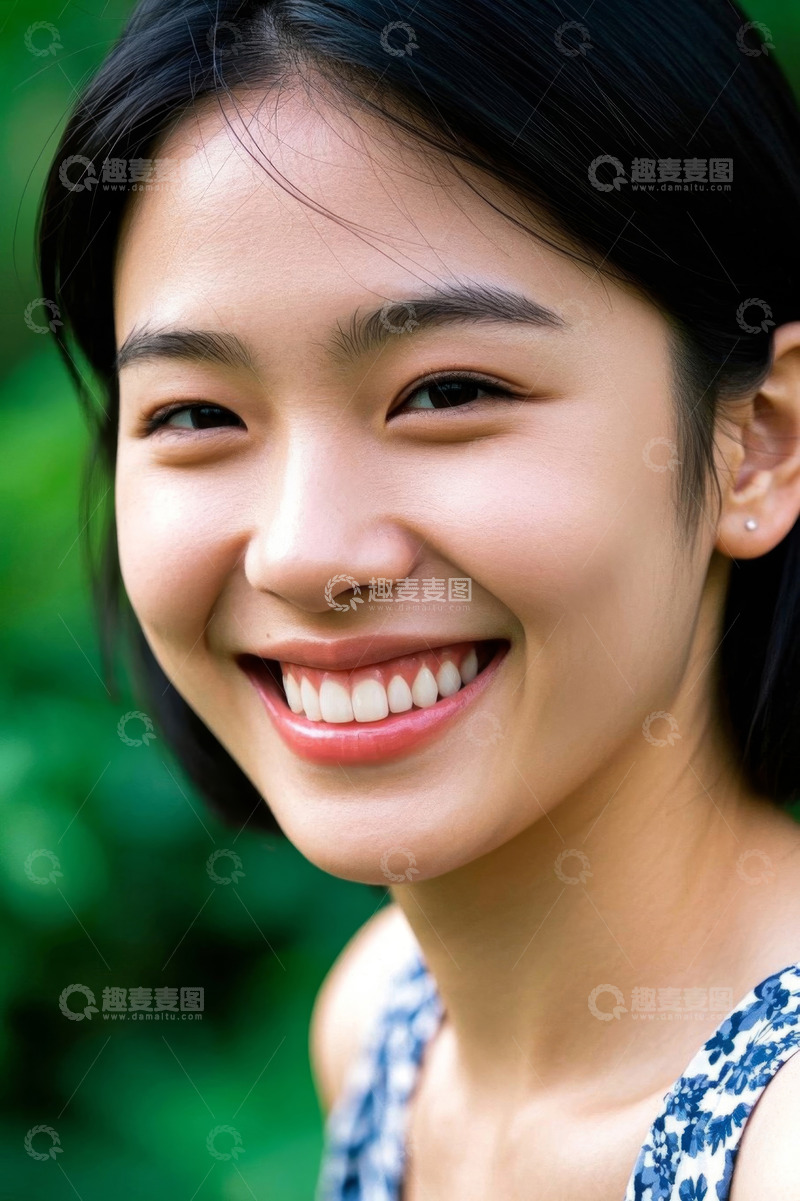 高清大图下载【趣麦麦图】笑容甜美的亚洲女孩户外写真
