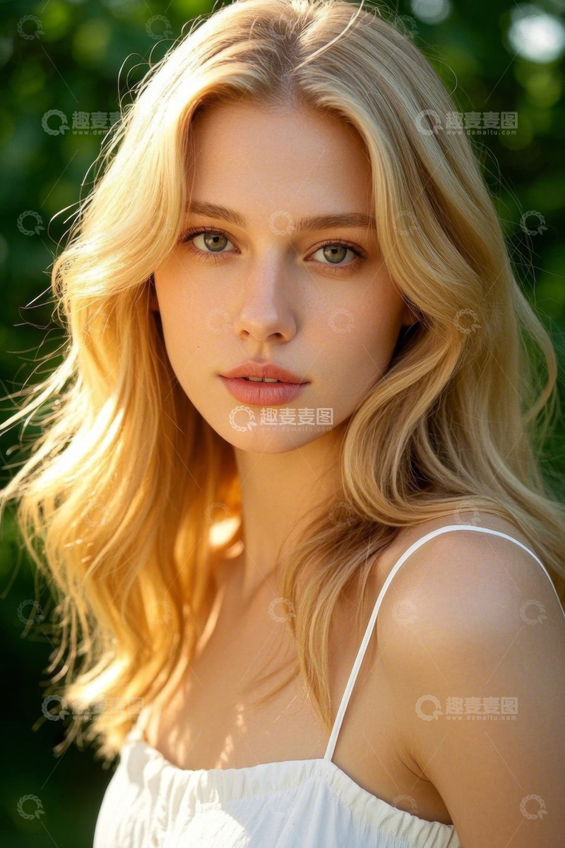 高清大图下载【趣麦麦图】金发美女户外阳光写真