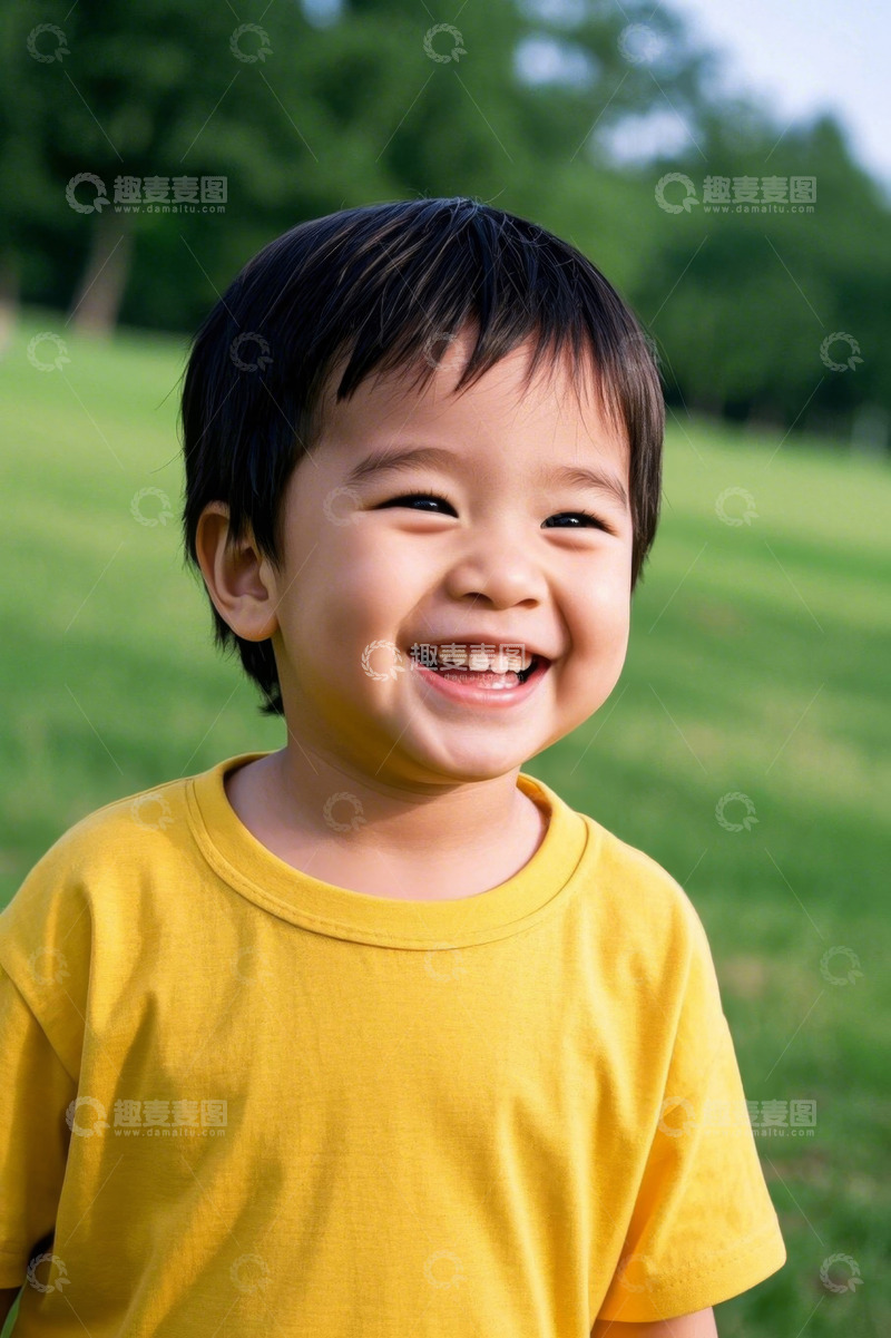高清大图下载【趣麦麦图】户外快乐笑容灿烂的可爱宝宝