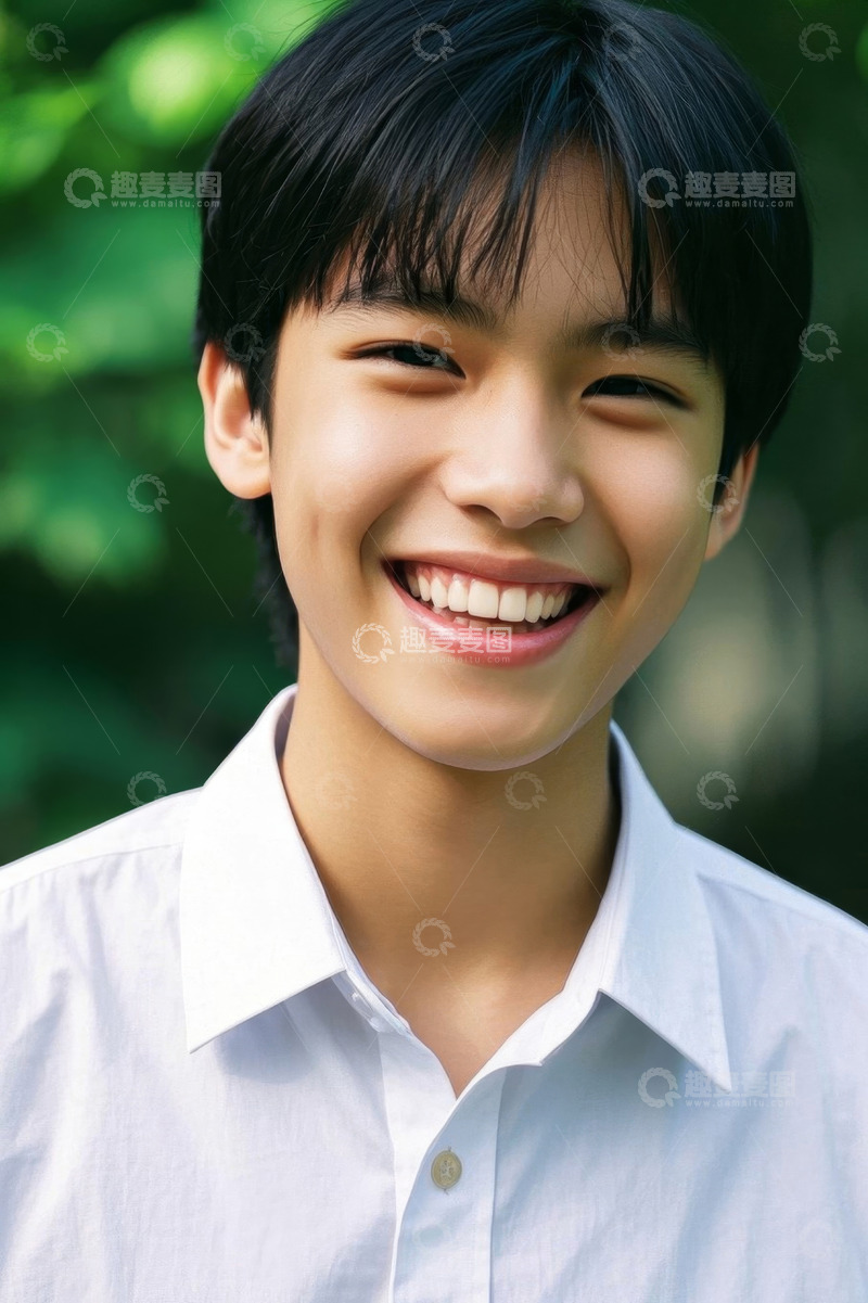 高清大图下载【趣麦麦图】阳光下笑容灿烂的少年