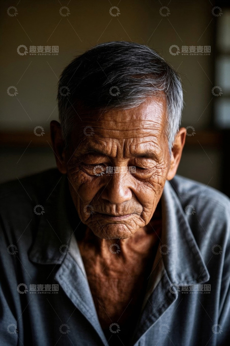 高清大图下载【趣麦麦图】饱经风霜的老年男子肖像