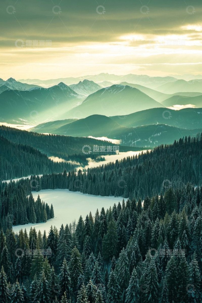 高清大图下载【趣麦麦图】山林雪景自然风光全景