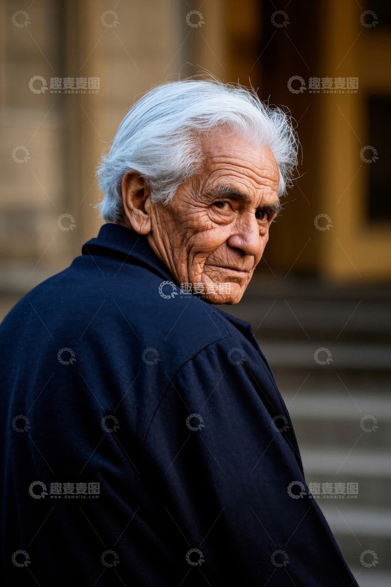 高清大图下载【趣麦麦图】年迈老者回眸凝视