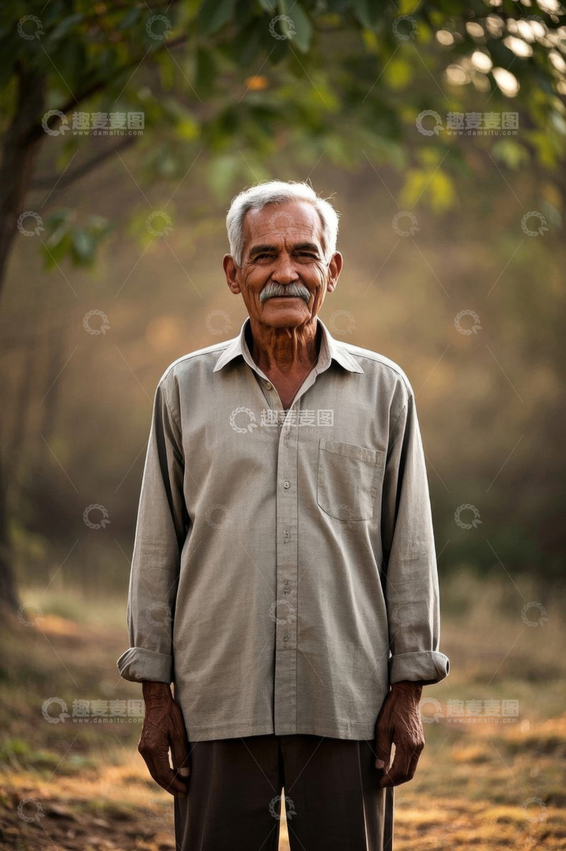 高清大图下载【趣麦麦图】一位慈祥的老年农民在田间