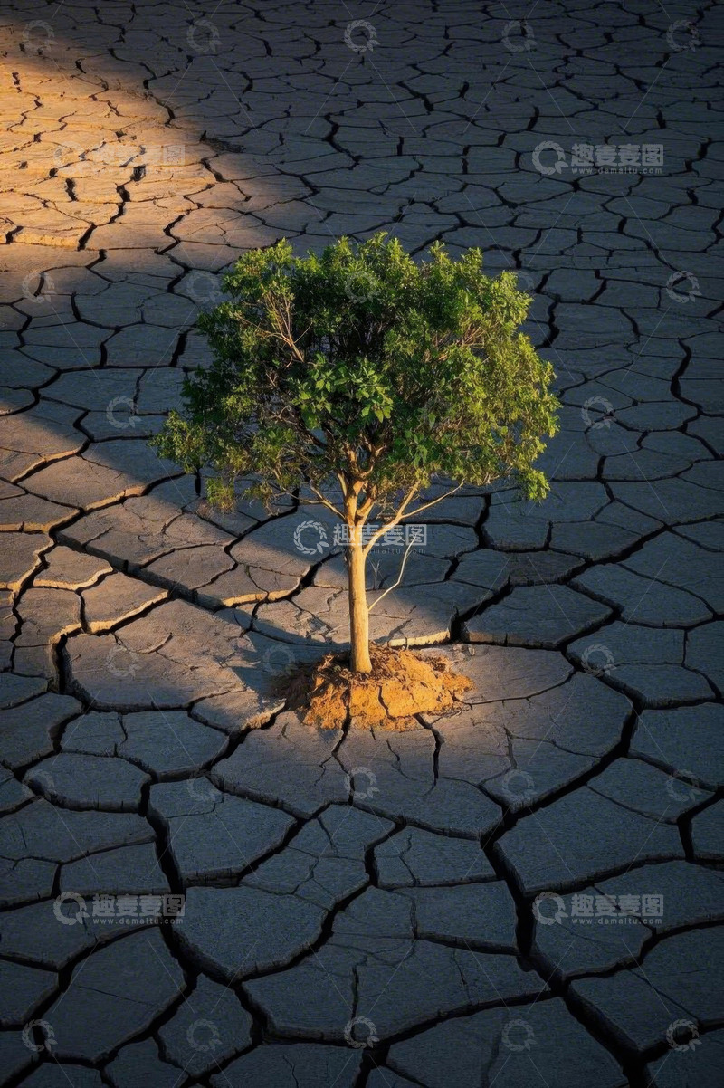 高清大图下载【趣麦麦图】干旱土地上的孤树景象