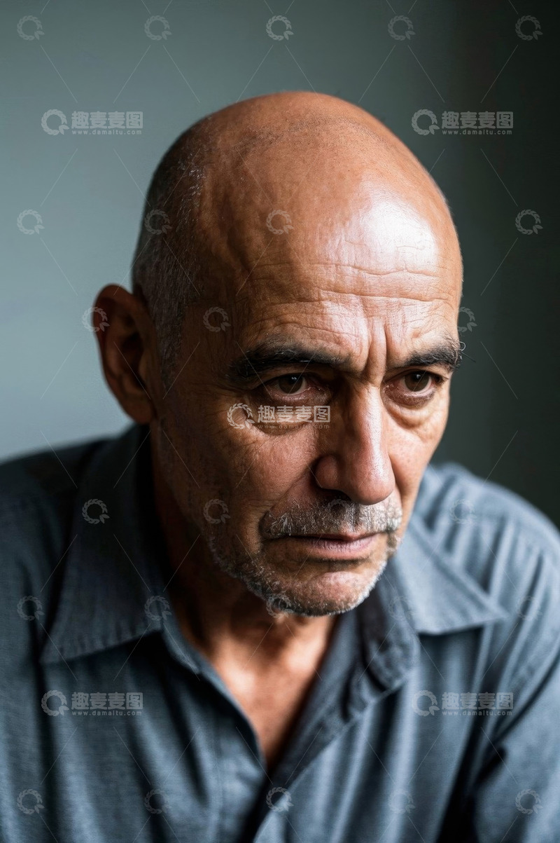 高清大图下载【趣麦麦图】忧郁的中年男子肖像特写