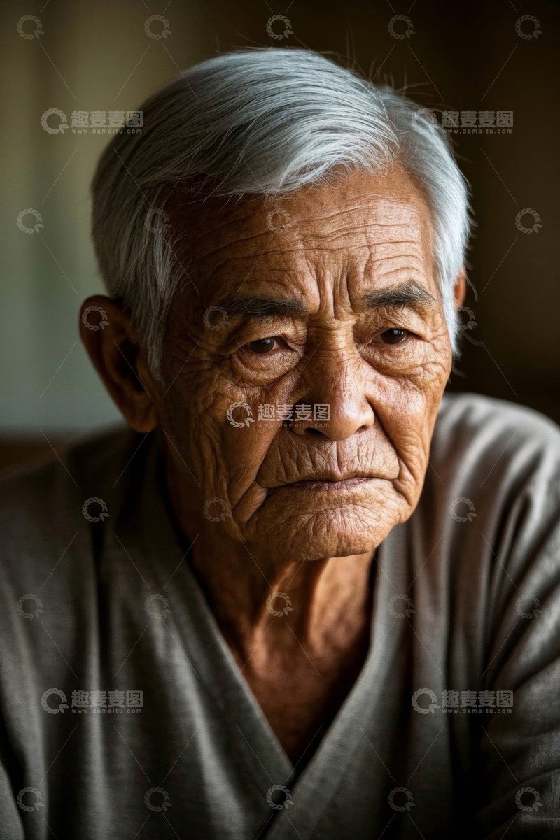 高清大图下载【趣麦麦图】一位饱经沧桑的老人肖像