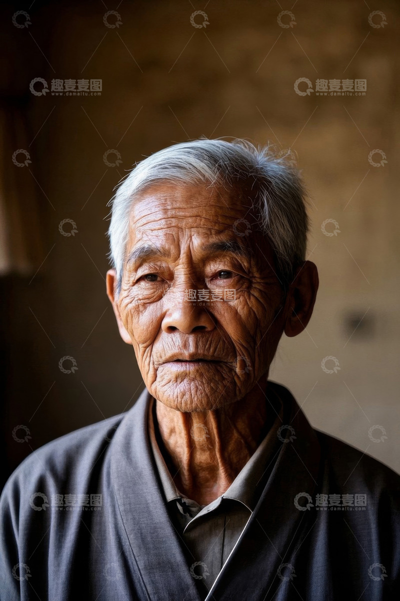高清大图下载【趣麦麦图】一位慈祥的老年男子肖像