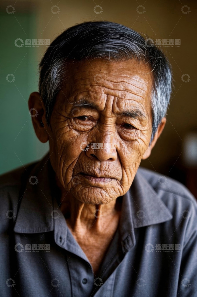 高清大图下载【趣麦麦图】饱经风霜的老年人肖像特写