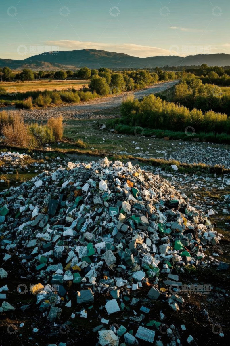 高清大图下载【趣麦麦图】野外场地的垃圾堆积景象
