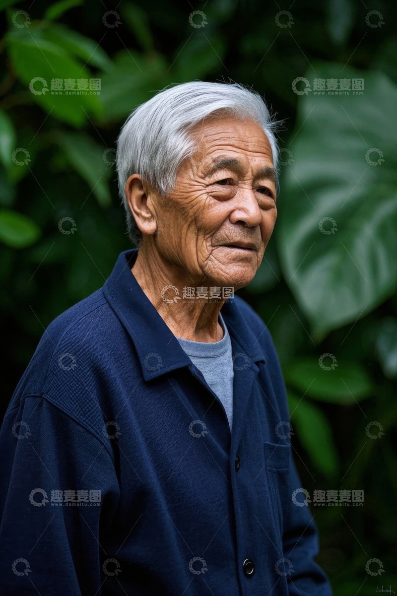 高清大图下载【趣麦麦图】一位慈祥的年长亚洲男子肖像