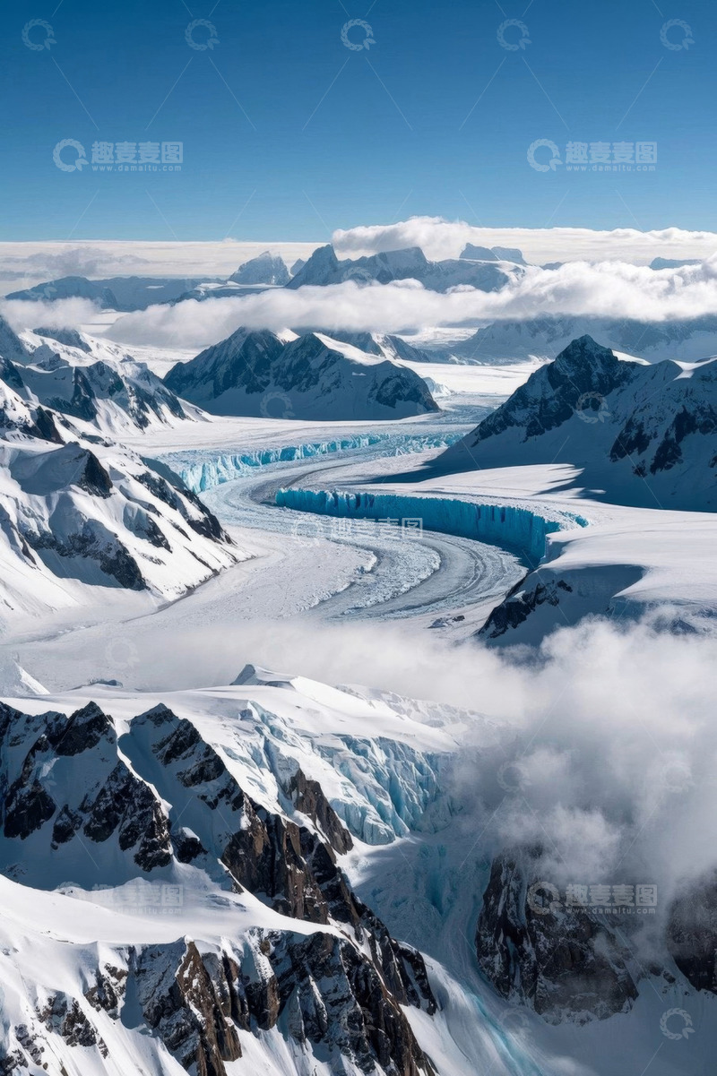 高清大图下载【趣麦麦图】雪山冰川全景风光