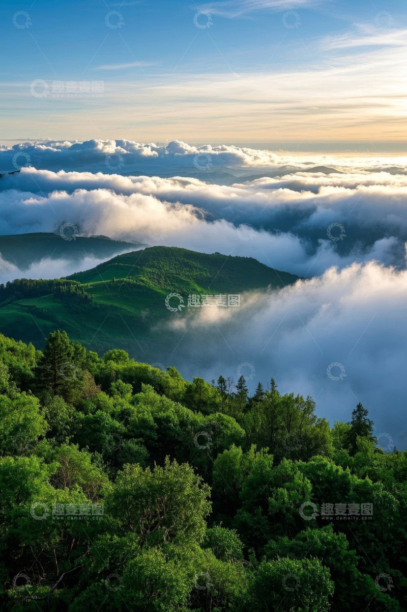高清大图下载【趣麦麦图】山林云海自然风光全景