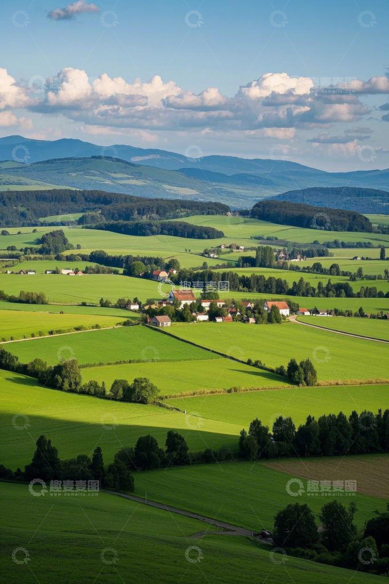 高清大图下载【趣麦麦图】田园乡村绿色风光全景