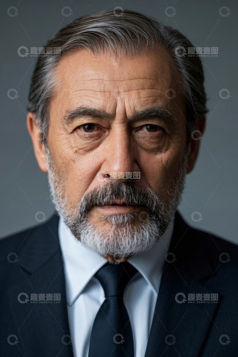 高清大图下载【趣麦麦图】严肃睿智老年男士肖像照