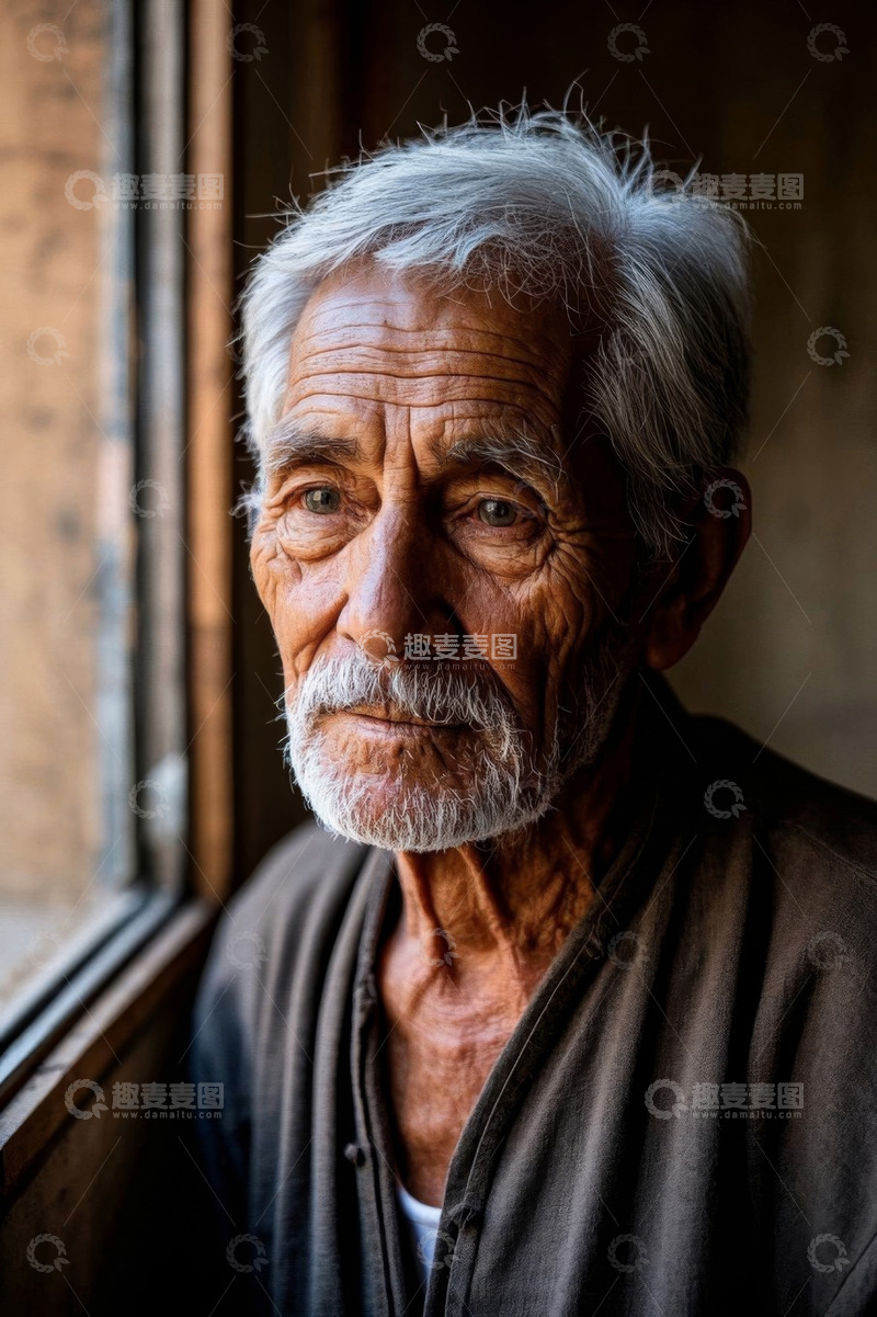 高清大图下载【趣麦麦图】饱经风霜的老年人肖像