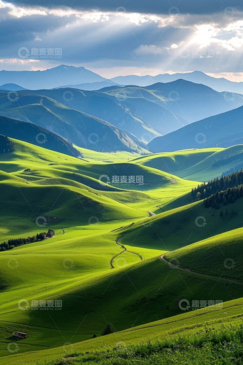 高清大图下载【趣麦麦图】绿色山丘自然风光