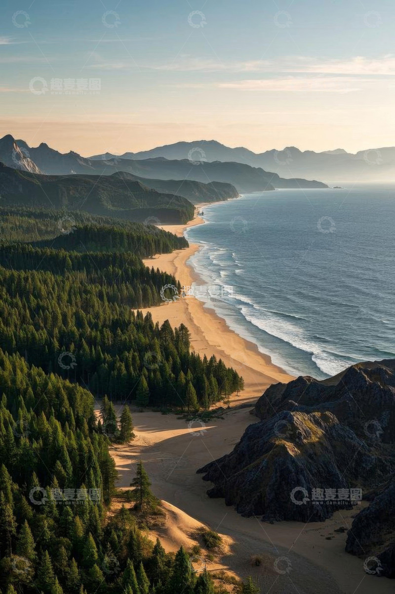 高清大图下载【趣麦麦图】海滩山林自然风光鸟瞰