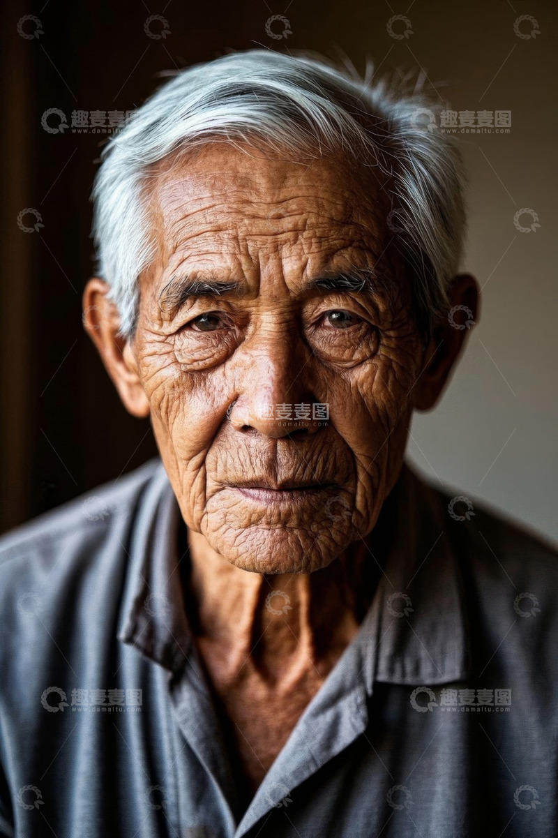 高清大图下载【趣麦麦图】一位饱经沧桑的老人肖像