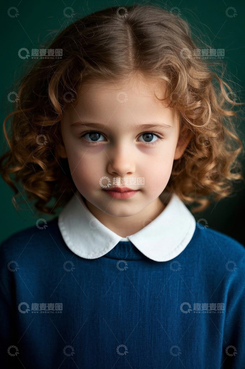 高清大图下载【趣麦麦图】卷发女孩肖像写真深邃眼神