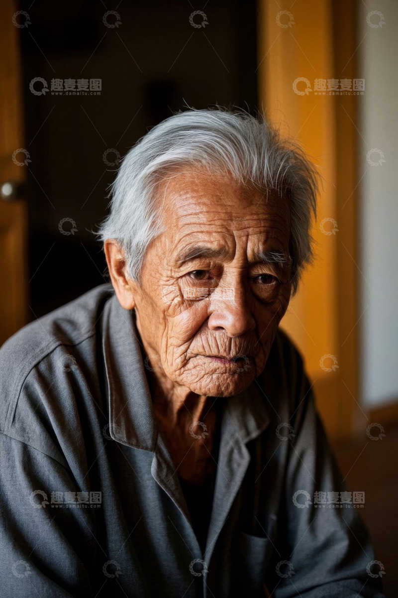 高清大图下载【趣麦麦图】一位饱经沧桑的老人肖像
