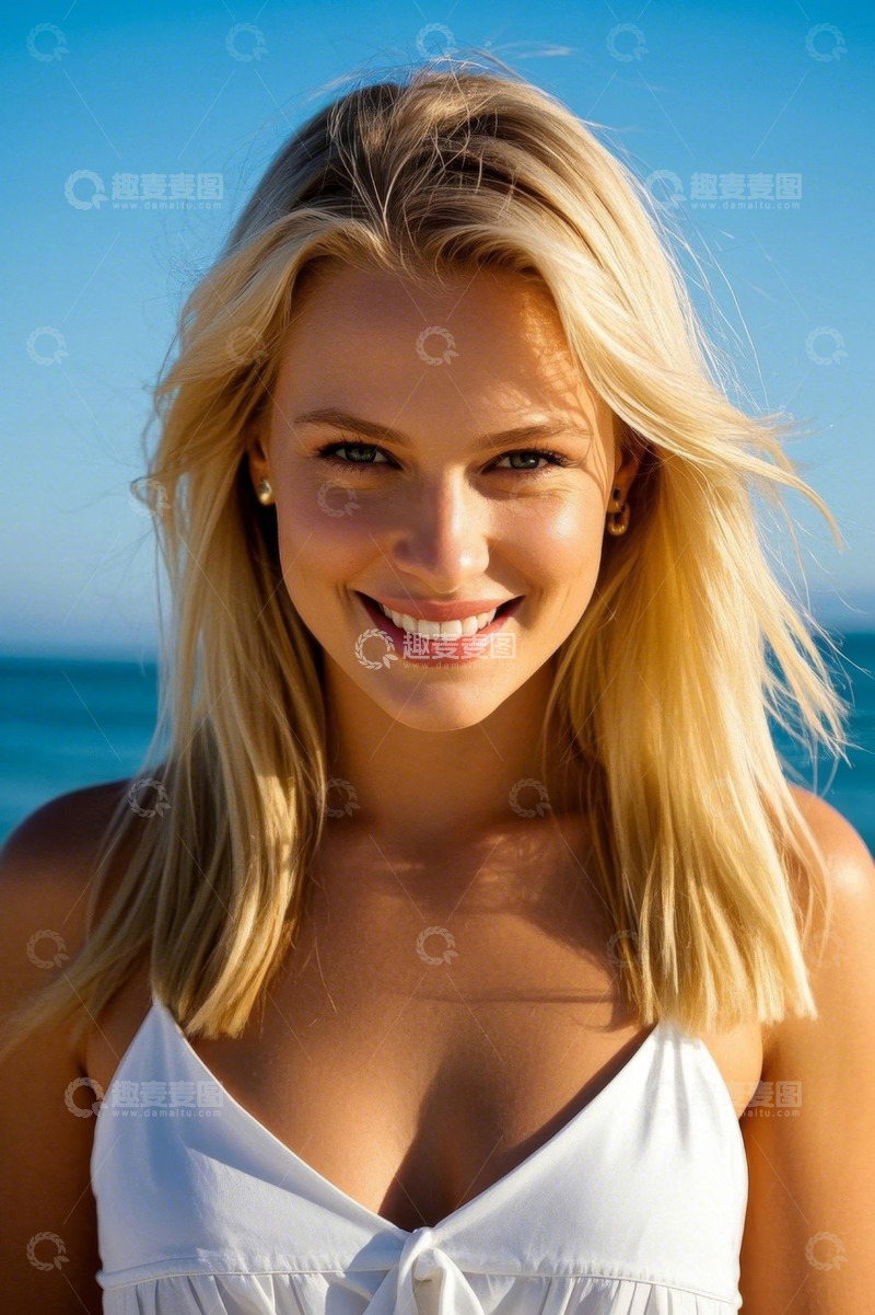 高清大图下载【趣麦麦图】阳光沙滩美女写真