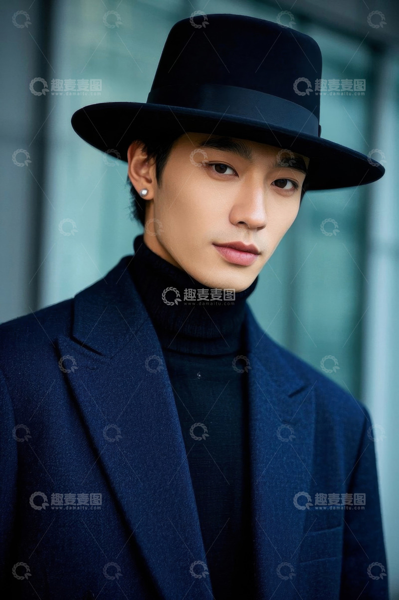 高清大图下载【趣麦麦图】时尚型男身着深色西装