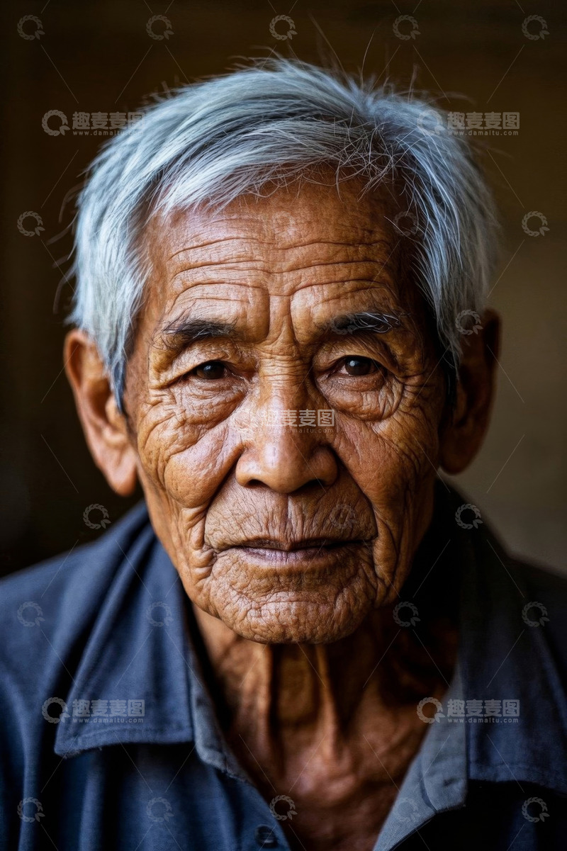 高清大图下载【趣麦麦图】饱经风霜的老年男子肖像