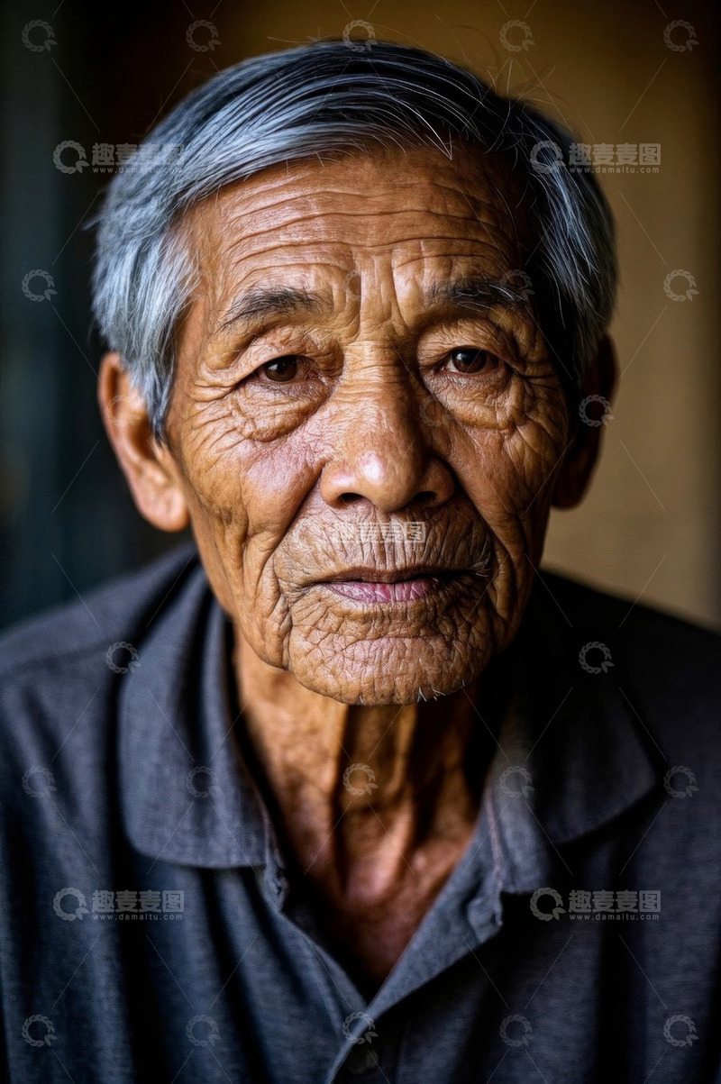 高清大图下载【趣麦麦图】饱经风霜的老年人肖像特写