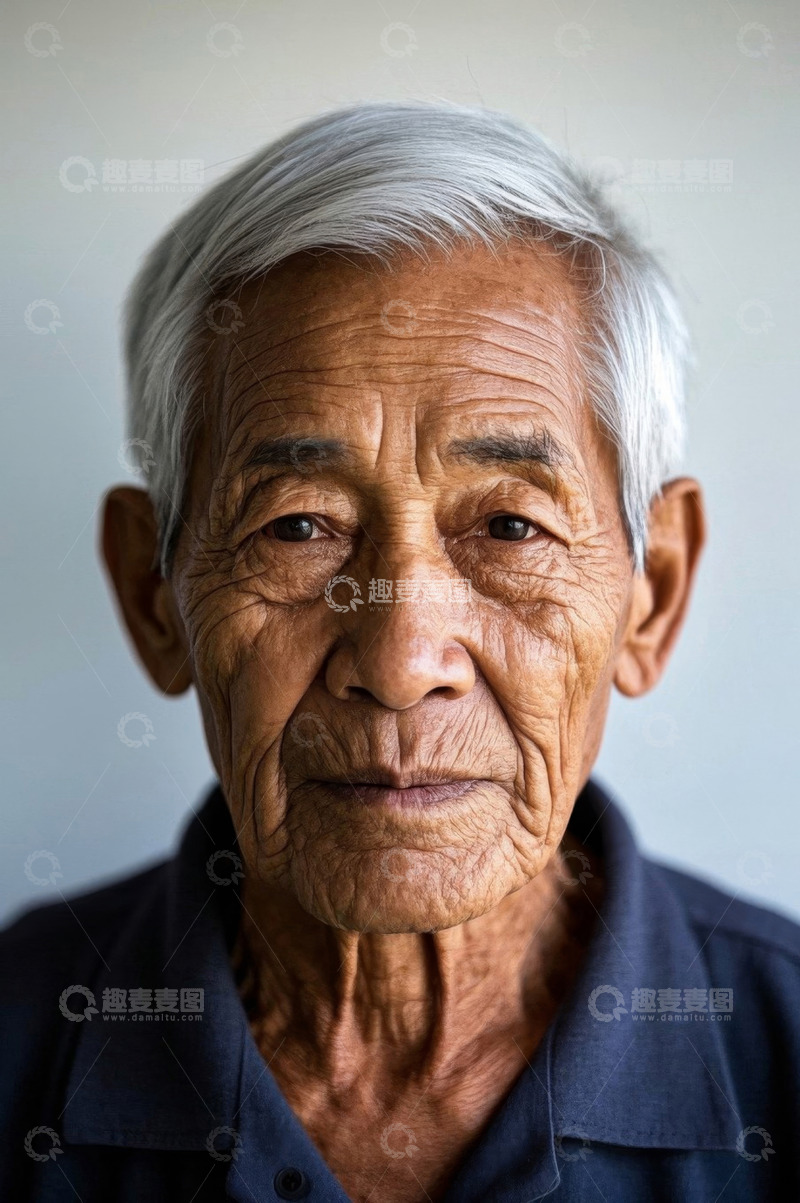 高清大图下载【趣麦麦图】一位饱经风霜的老人肖像